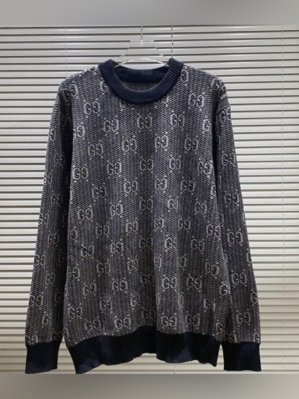 Gucci Men's Navy GG-Pattern Crewneck Sweater
